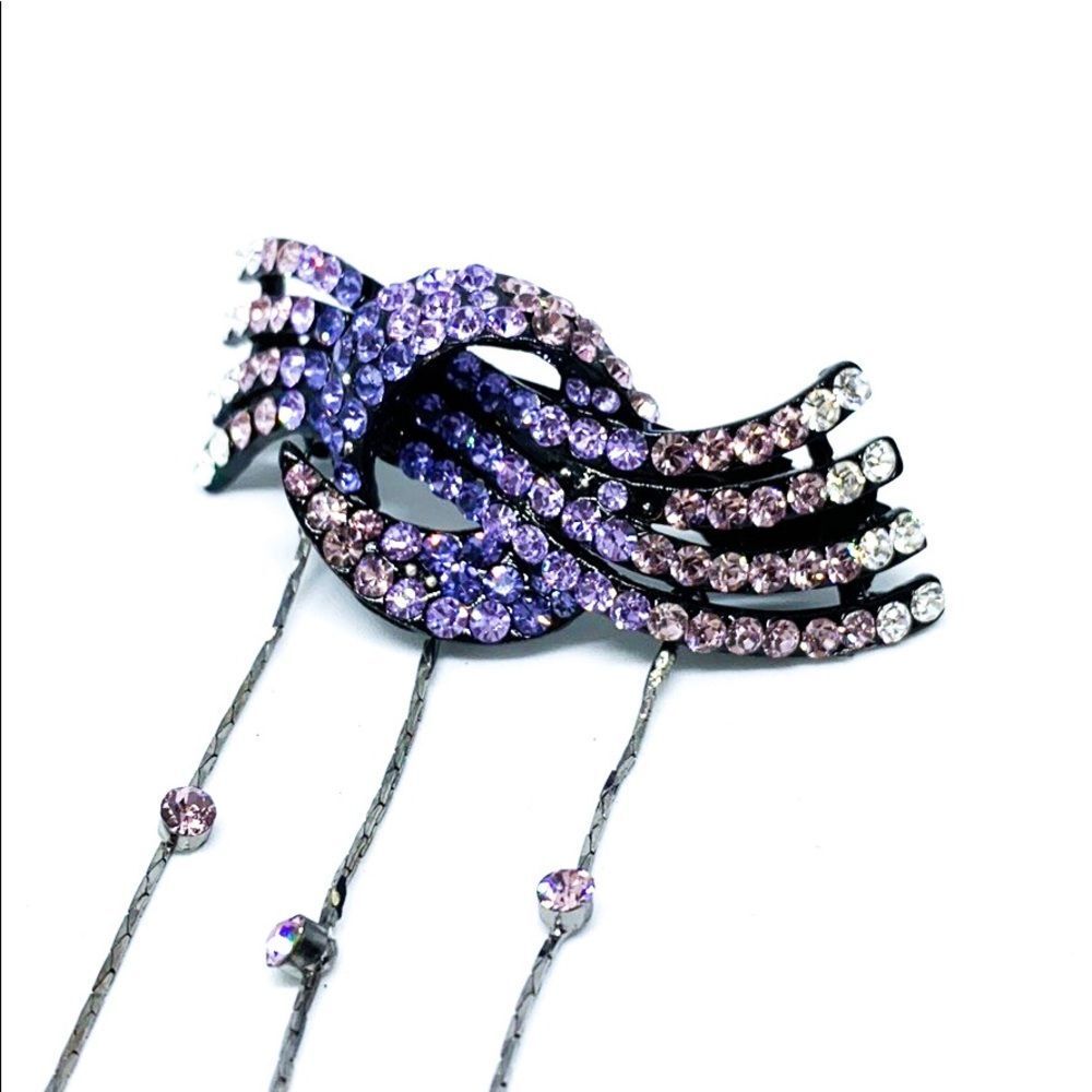 Lavender Rhinestone Hair Clip - Picture 3 of 7